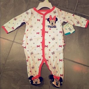Minnie Mouse footed onesie